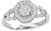 ESTATE 0.5CT DIAMOND 14KT WHITE GOLD 3D CLASSIC HEXAGON PAVE CLUSTER FUN RING