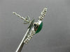 ESTATE LARGE 6.32CT DIAMOND & AAA EMERALD 14K WHITE GOLD SEMI MOON STUD EARRINGS