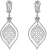6.35CT DIAMOND 18KT WHITE GOLD TEAR DROP OPEN FILIGREE CLIP ON HANGING EARRINGS