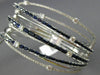 ESTATE WIDE 8.34CT DIAMOND & SAPPHIRE 14K WHITE GOLD CRISS CROSS BANGLE BRACELET
