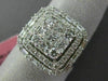 LARGE 1.39CT ROUND PRINCESS & BAGUETTE DIAMOND 18KT WHITE GOLD 3D SQUARE RING