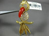ESTATE EXTRA LARGE 2.90CT DIAMOND & AAA CORAL 18KT YELLOW GOLD PARROT BROOCH PIN