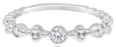 .18CT DIAMOND 14KT WHITE GOLD 3 STONE PAST PRESENT FUTURE BEZEL FLORAL LOVE RING