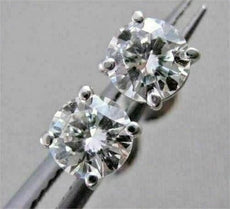 ESTATE .45CT ROUND DIAMOND 14KT WHITE GOLD 3D SCREW BACK STUD EARRINGS #21271