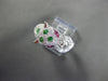 ESTATE LARGE .92CT DIAMOND TSAVORITE & RUBY 14KT WHITE GOLD 3D HAPPY TIGER RING