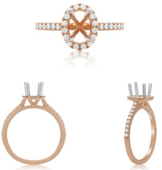 .29CT DIAMOND 14KT ROSE & WHITE GOLD 3D ROUND 4 PRONG SEMI MOUNT ENGAGEMENT RING