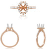 .29CT DIAMOND 14KT ROSE & WHITE GOLD 3D ROUND 4 PRONG SEMI MOUNT ENGAGEMENT RING