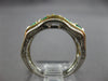 ESTATE WIDE 1.50CT DIAMOND & AAA EMERALD 14K 2 TONE GOLD ANNIVERSARY RING #27876