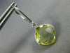 5.40CT AAA LEMON QUARTZ 14K WHITE GOLD CUSHION BEZEL LEVER BACK HANGING EARRINGS
