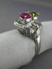 LARGE 1.07CT DIAMOND & AAA PINK YELLOW SAPPHIRE 14KT WHITE GOLD FLOWER LOVE RING