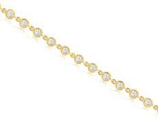2.0CT DIAMOND 14KT YELLOW GOLD ROUND BEZEL BY THE YARD ETERNITY TENNIS BRACELET