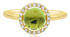 1.75CT DIAMOND & AAA PERIDOT 14KT YELLOW GOLD 3D CLASSIC ROUND HALO FLOWER RING