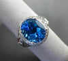 ESTATE LARGE 4.27CT DIAMOND & BLUE TOPAZ 14KT WHITE GOLD OVAL MILGRAIN FUN RING