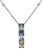 4.60CT DIAMOND & AAA MULTI COLOR SAPPHIRE 18K WHITE GOLD 3 STONE LARIAT NECKLACE