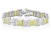 ESTATE WIDE 13.09CT PRINCESS WHITE & YELLOW DIAMOND 14K WHITE GOLD MENS BRACELET