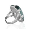 EXTRA LARGE 87.66CT DIAMOND & AAA AQUAMARINE 18KT WHITE GOLD OVAL FILIGREE RING