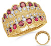 LARGE 2.79CT DIAMOND & AAA RUBY 14KT 2 TONE GOLD FILIGREE FLOWER MULTI LEAF RING