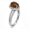 ESTATE 3.75CT DIAMOND & AAA RED SAPPHIRE 18K 2 TONE GOLD 3D HALO ENGAGEMENT RING