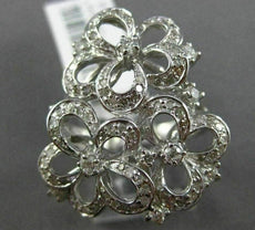 ESTATE LARGE 1CT ROUND DIAMOND 14KT WHITE GOLD 3D BUTTERFLY FLOWER FUN LOVE RING