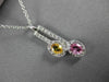 ANTIQUE 1.0CT DIAMOND AAA PINK & YELLOW SAPPHIRE 14K WHITE GOLD FLOATING PENDANT