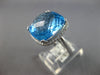 EXTRA LARGE 15.70CT DIAMOND & AAA BLUE TOPAZ 14K WHITE GOLD CUSHION & ROUND RING