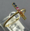 ESTATE .20CT AAA MULTI COLOR SAPPHIRE 14KT YELLOW GOLD 3D RAINBOW FUN BAR RING