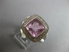 LARGE 3.54CT DIAMOND & AAA PINK QUARTZ 14KT WHITE GOLD CUSHION & ROUND FUN RING