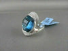 ESTATE WIDE 27MM 18KT WHITE 6.05CT AAA BLUE TOPAZ, DIAMONDS GOLD RING