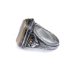 LARGE AAA MOTHER OF PEARL 18K YELLOW GOLD & 925 SILVER HANDCRAFTED OVAL FUN RING