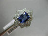 LARGE 2.46CT DIAMOND & AAA CUSHION CUT TANZANITE 14KT WHITE GOLD ENGAGEMENT RING