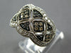 .76CT WHITE BLACK & MOCHA DIAMOND 14KT WHITE GOLD 3D SQUARE TRIANGULAR FUN RING