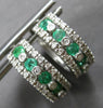 1.10CT DIAMOND & AAA EMERALD 14KT WHITE GOLD HUGGIE HOOP HANGING EARRINGS #27895