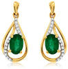 .98CT DIAMOND & AAA EMERALD 14KT YELLOW GOLD 3D OVAL TEAR DROP HANGING EARRINGS