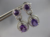 2.25CT DIAMOND & AAA AMETHYST 14KT WHITE GOLD OVAL & ROUND HALO HANGING EARRINGS