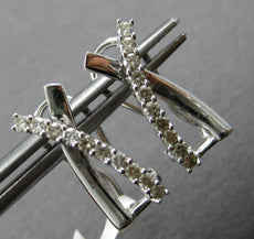 .38CT DIAMOND 14K WHITE GOLD CLASSIC CRISS CROSS X LOVE CLIP ON HANGING EARRINGS