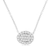 ESTATE .26CT DIAMOND 14KT WHITE GOLD 3D CLASSIC ROUND PAVE OVAL LOVE NECKLACE