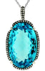 LARGE 38.75CT DIAMOND & AAA BLUE TOPAZ 14KT WHITE GOLD OVAL & ROUND FUN PENDANT