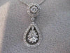 ANTIQUE 1.12CT DIAMOND PEAR 14K WHITE GOLD HANGING HALO DROP PENDANT CHAIN #1067