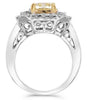 LARGE 1.12CT WHITE & FANCY YELLOW DIAMOND 18KT 2 TONE GOLD 3D ENGAGEMENT RING