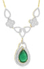 LARGE 4.70CT DIAMOND & AAA EMERALD 14KT YELLOW GOLD PEAR SHAPE & ROUND NECKLACE
