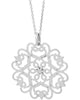 LARGE .27CT DIAMOND 18KT WHITE GOLD MULTI FLOWER OPEN FILIGREE STAR FUN PENDANT