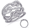 LARGE .82CT DIAMOND 14KT WHITE GOLD 3D MULTI ROW HEART SHAPE LOVE KNOT RING