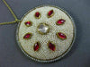 ANTIQUE LARGE 6.0CT DIAMOND AAA RUBY & PEARL ENAMEL 18KT YELLOW GOLD 3D PENDANT