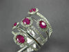 ESTATE LARGE 1.65CT DIAMOND & AAA RUBY 14K WHITE GOLD MULTI ROW ANNIVERSARY RING