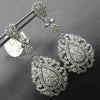 LARGE 3.60CT DIAMOND 18KT WHITE GOLD FILIGREE TEAR DROP CLIP ON HANGING EARRINGS