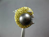 2.07CT DIAMOND & YELLOW SAPPHIRE & TAHITIAN PEARL 14KT WHITE GOLD DOLPHIN RING