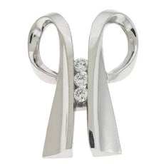 .28CT DIAMOND 14KT WHITE GOLD 3 STONE PAST PRESENT FUTURE CHANNEL SLIDER PENDANT