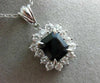 ESTATE LARGE 5.26CT DIAMOND & SAPPHIRE 18KT WHITE GOLD HALO RECTANGULAR PENDANT