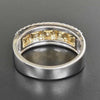 1.75CT WHITE FANCY YELLOW DIAMOND 18KT 2 TONE GOLD CUSHION HALO ANNIVERSARY RING