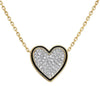 ESTATE .24CT DIAMOND 14K YELLOW GOLD ROUND PAVE HEART SHAPE ENAMEL LOVE NECKLACE